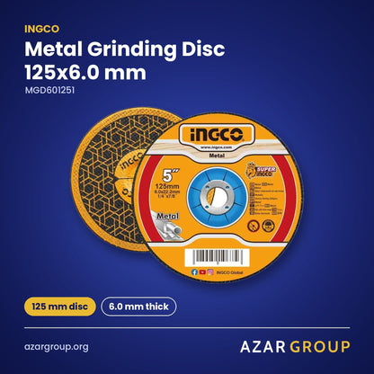 INGCO MGD601251 Metal Grinding Disc 125x6.0 mm – 125 mm disc, 6.0 mm thick