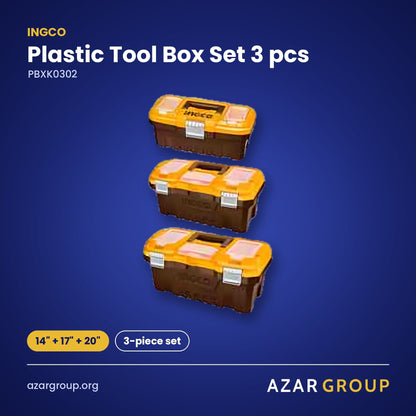 INGCO PBXK0302 Plastic Tool Box Set 3 pcs – 14" + 17" + 20", 3-piece set