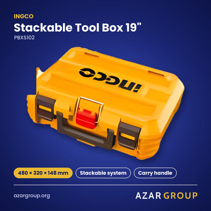INGCO PBXS102 Stackable Tool Box 19″ – 480 × 320 × 148 mm, Stackable system, Carry handle