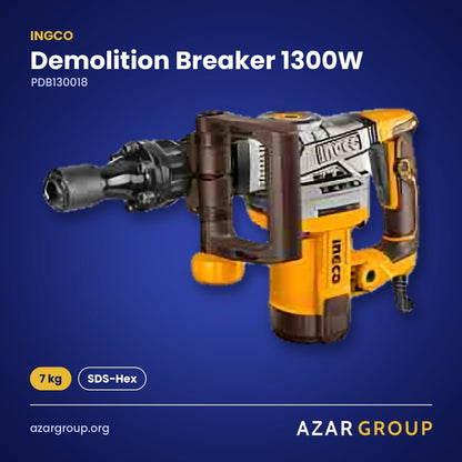 INGCO PDB130018 Demolition Breaker 1300W – 7 kg, SDS-Hex