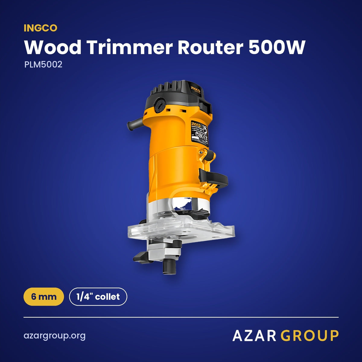 INGCO PLM5002 Wood Trimmer Router 500W – 6 mm, 1/4" collet