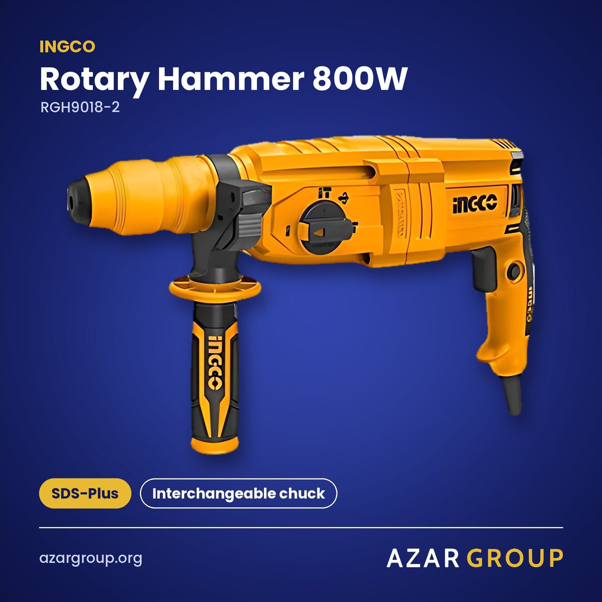 INGCO RGH9018-2 Rotary Hammer 800W – SDS-Plus, Interchangeable chuck