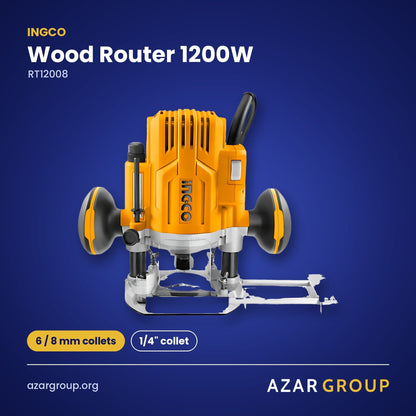 INGCO RT12008 Wood Router 1200W – 6 / 8 mm collets, 1/4" collet