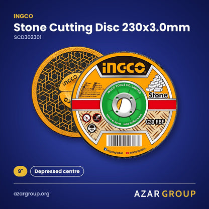 INGCO SCD302301 Stone Cutting Disc 230x3.0mm – 9", Depressed centre