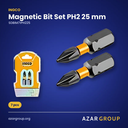 INGCO SDBIM71PH225 Magnetic Bit Set PH2 25 mm – 7 pcs