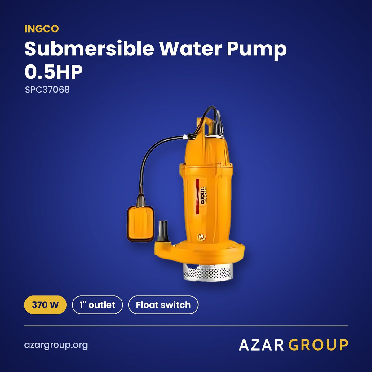 INGCO SPC37068 Submersible Water Pump 0.5HP – 370 W, 1" outlet, Float switch