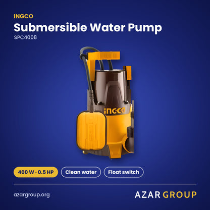 INGCO SPC4008 Submersible Water Pump – 400 W · 0.5 HP, Clean water, Float switch