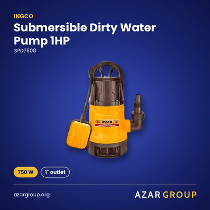 INGCO SPD7508 Submersible Dirty Water Pump 1HP – 750 W, 1" outlet