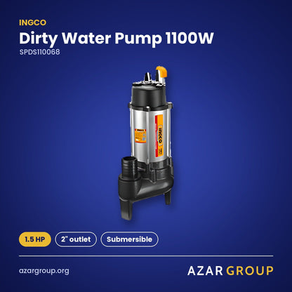 INGCO SPDS110068 Dirty Water Pump 1100W – 1.5 HP, 2" outlet, Submersible
