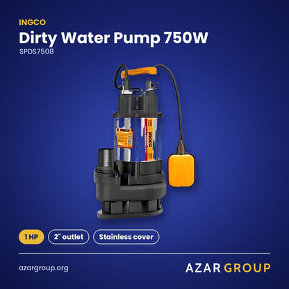 INGCO SPDS7508 Dirty Water Pump 750W – 1 HP, 2" outlet, Stainless cover