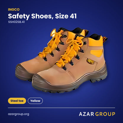 INGCO SSH02SB.41 Safety Shoes, Size 41 – Steel toe, Yellow