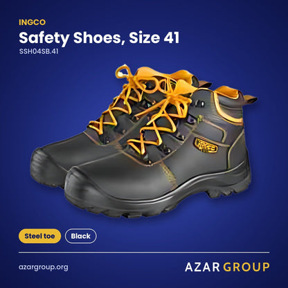 INGCO SSH04SB.41 Safety Shoes, Size 41 – Steel toe, Black