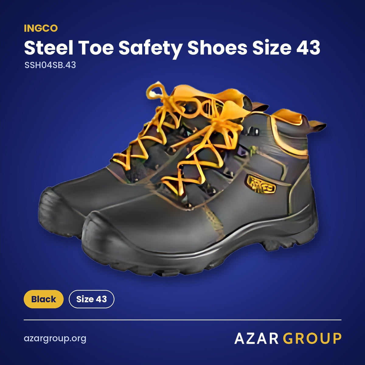 INGCO SSH04SB.43 Steel Toe Safety Shoes Size 43 – Black, Size 43