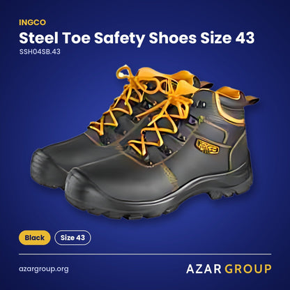 INGCO SSH04SB.43 Steel Toe Safety Shoes Size 43 – Black, Size 43