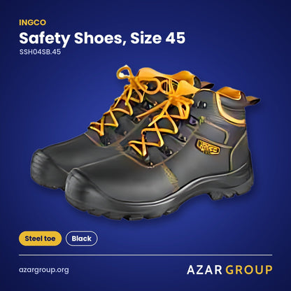INGCO SSH04SB.45 Safety Shoes, Size 45 – Steel toe, Black