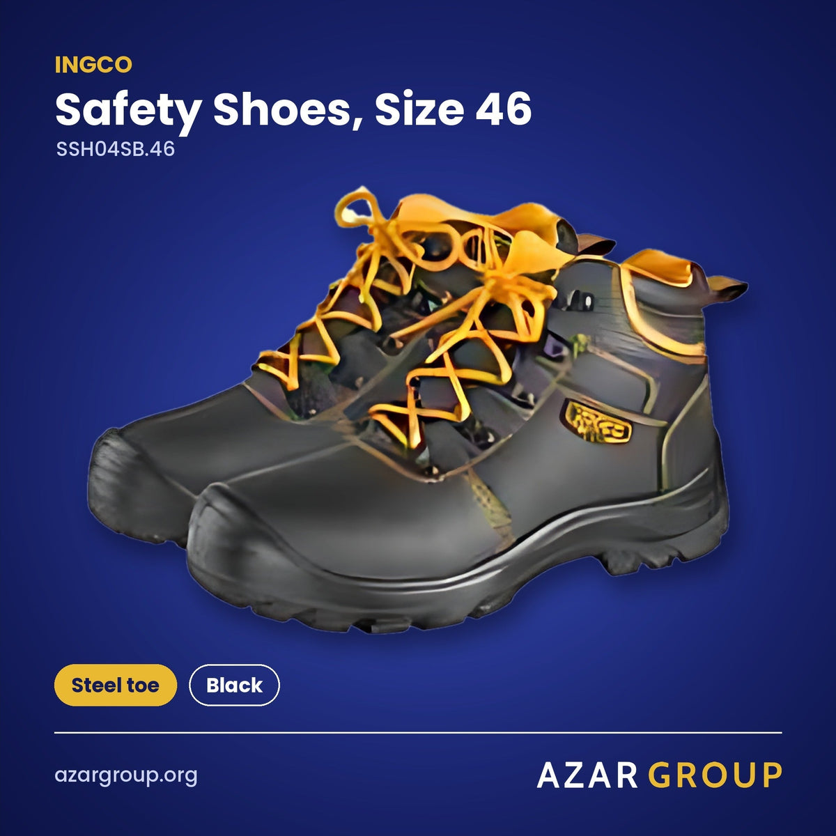 INGCO SSH04SB.46 Safety Shoes, Size 46 – Steel toe, Black
