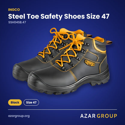 INGCO SSH04SB.47 Steel Toe Safety Shoes Size 47 – Black, Size 47