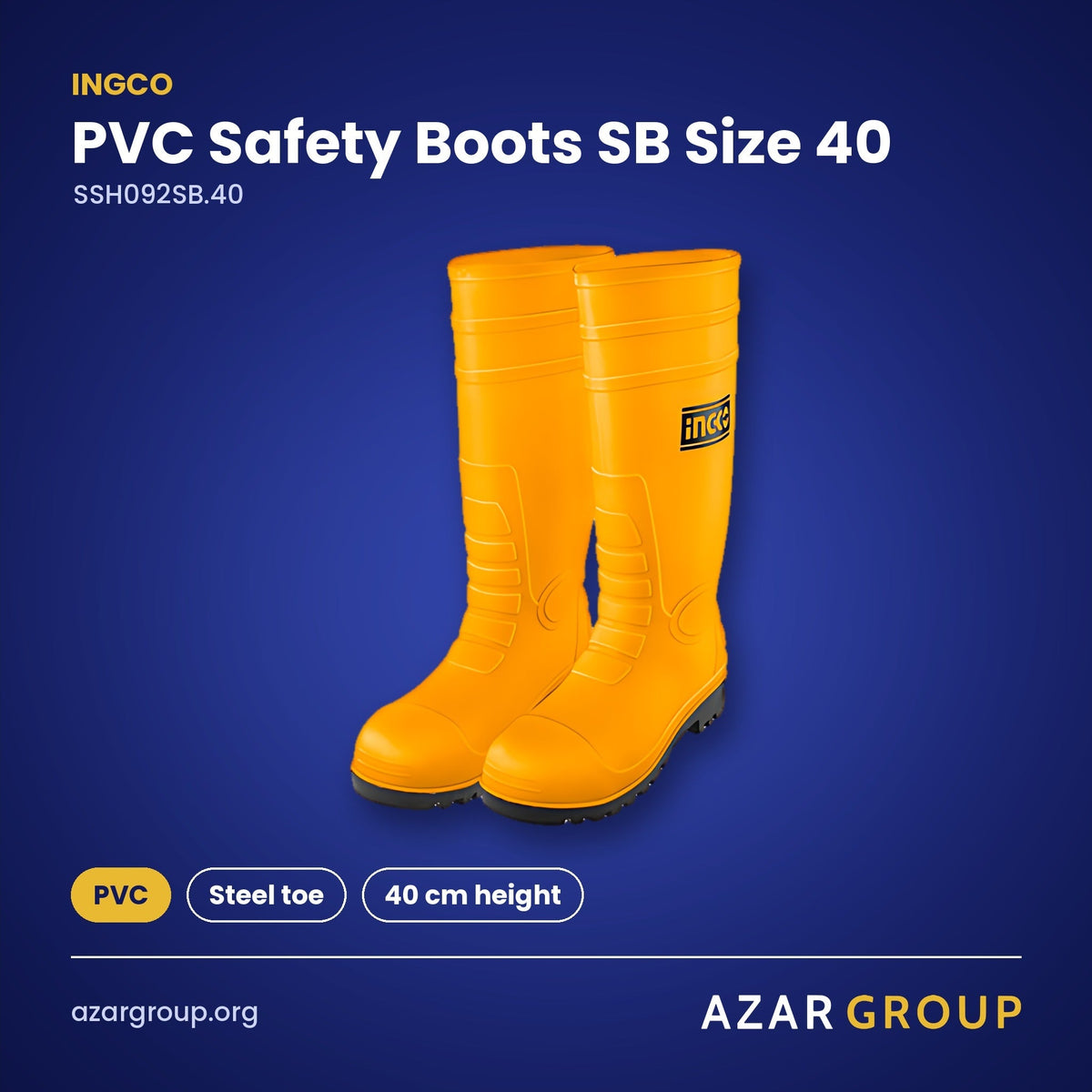 INGCO SSH092SB.40 PVC Safety Boots SB Size 40 – PVC, Steel toe, 40 cm height