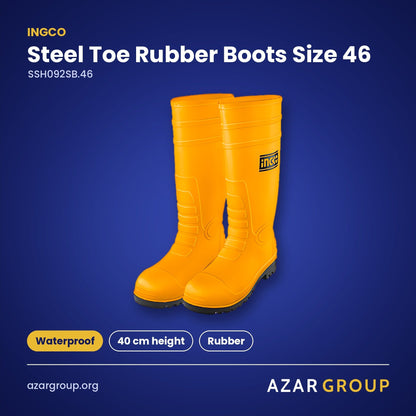INGCO SSH092SB.46 Steel Toe Rubber Boots Size 46 – Waterproof, 40 cm height, Rubber