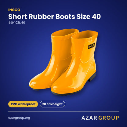 INGCO SSH102L.40 Short Rubber Boots Size 40 – PVC waterproof, 20 cm height