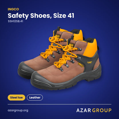 INGCO SSH12SB.41 Safety Shoes, Size 41 – Steel toe, Leather