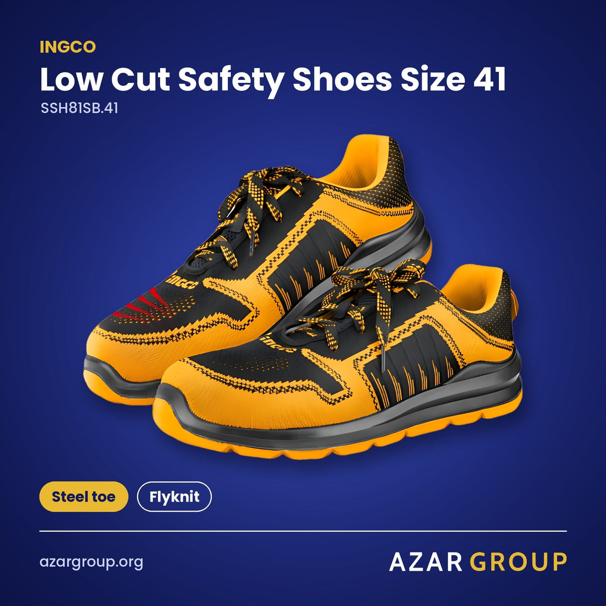 INGCO SSH81SB.41 Low Cut Safety Shoes Size 41 – Steel toe, Flyknit