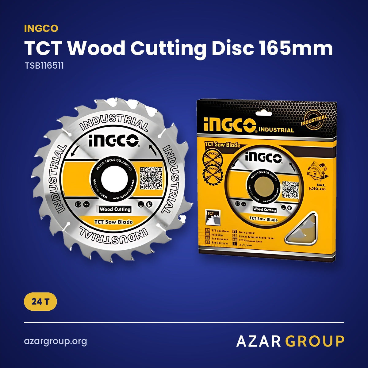 INGCO TSB116511 TCT Wood Cutting Disc 165mm – 24 T