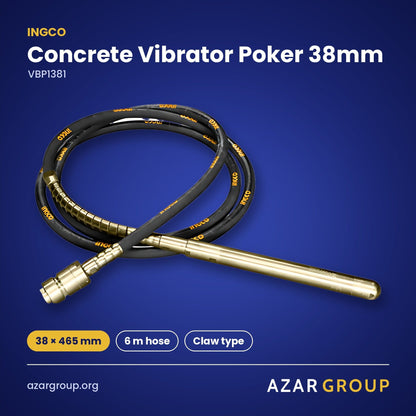 INGCO VBP1381 Concrete Vibrator Poker 38mm – 38 × 465 mm, 6 m hose, Claw type