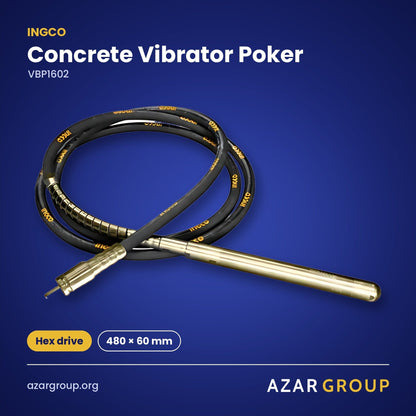 INGCO VBP1602 Concrete Vibrator Poker – Hex drive, 480 × 60 mm