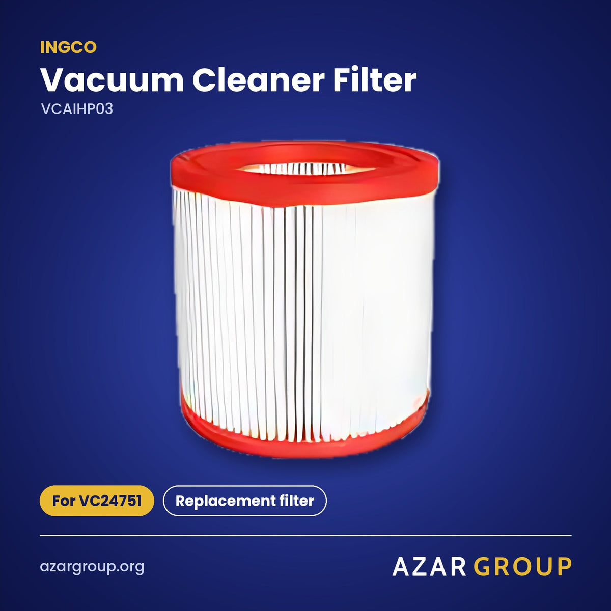 INGCO VCAIHP03 Vacuum Cleaner Filter – For VC24751, Replacement filter