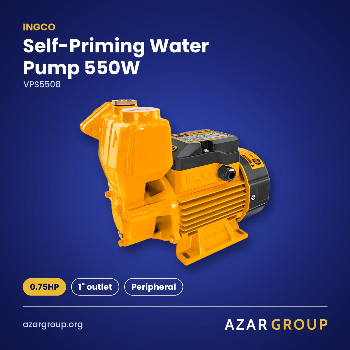 INGCO VPS5508 Self-Priming Water Pump 550W – 0.75HP, 1" outlet, Peripheral