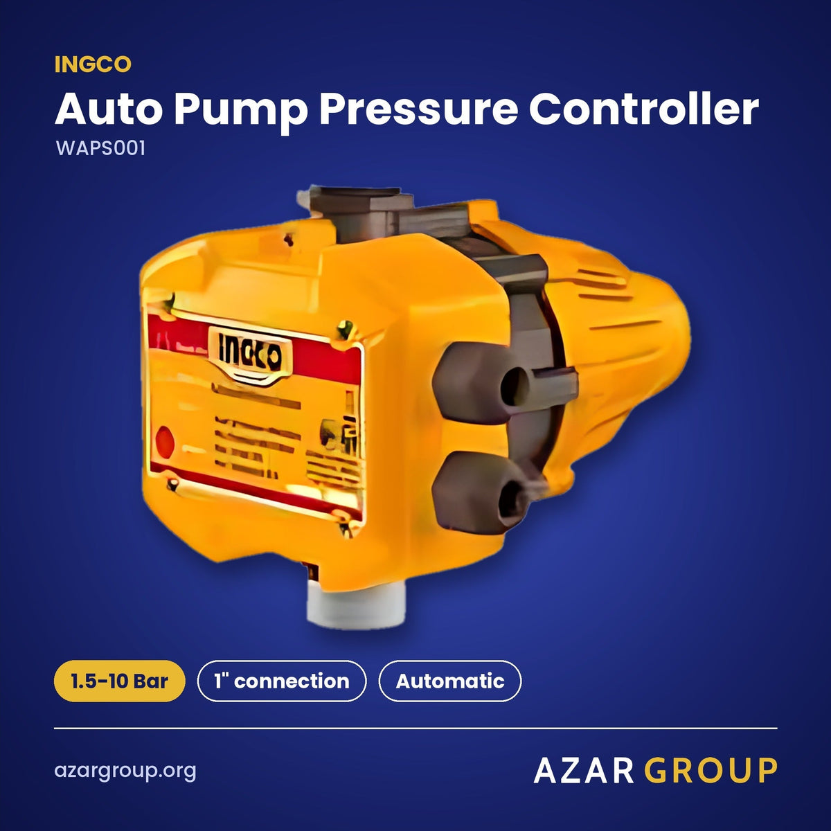 INGCO WAPS001 Auto Pump Pressure Controller – 1.5-10 Bar, 1" connection, Automatic