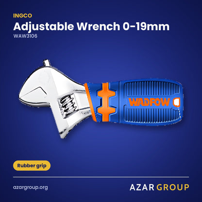 INGCO WAW3106 Adjustable Wrench 0-19mm – Rubber grip