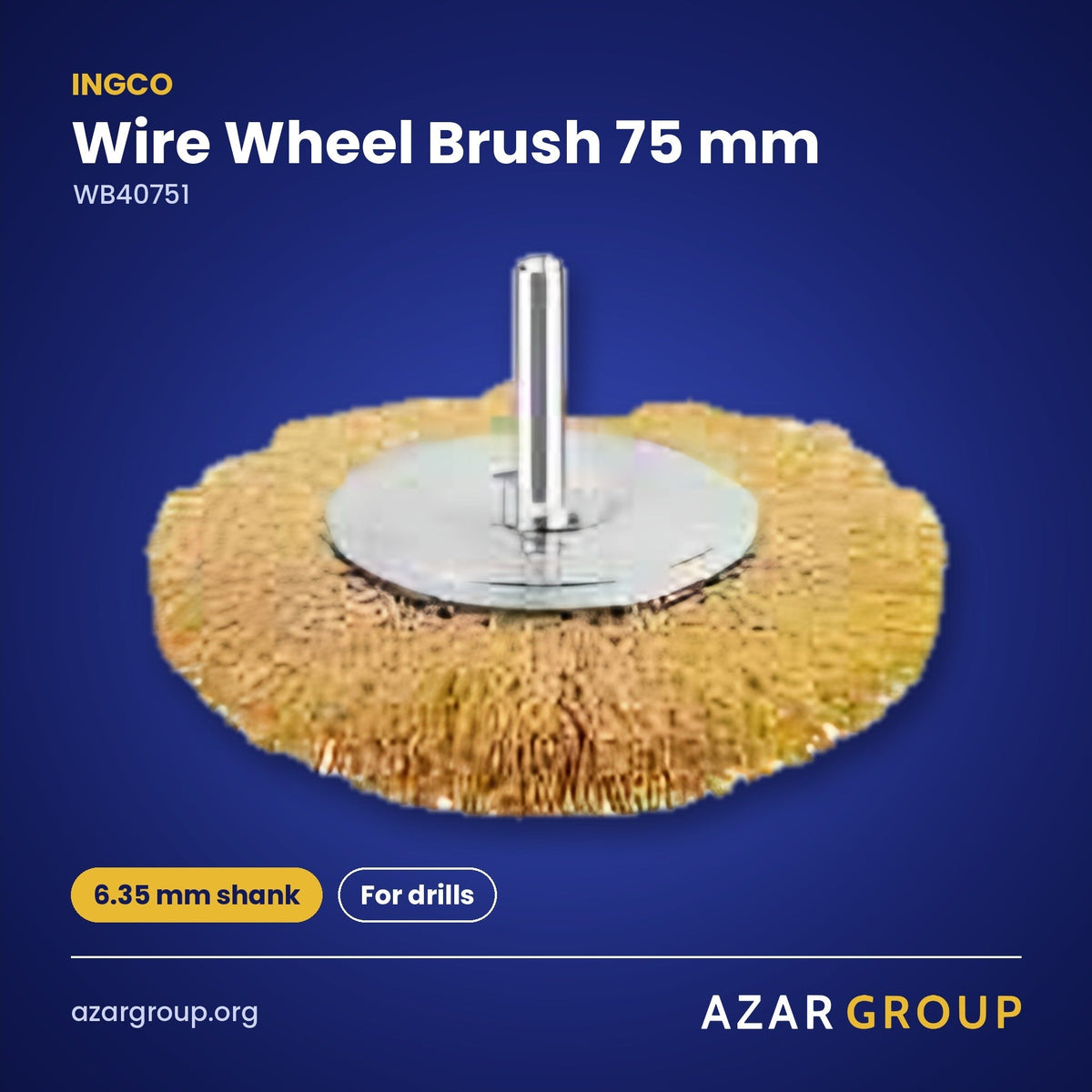 INGCO WB40751 Wire Wheel Brush 75 mm – 6.35 mm shank, For drills