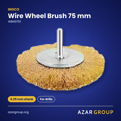 INGCO WB40751 Wire Wheel Brush 75 mm – 6.35 mm shank, For drills