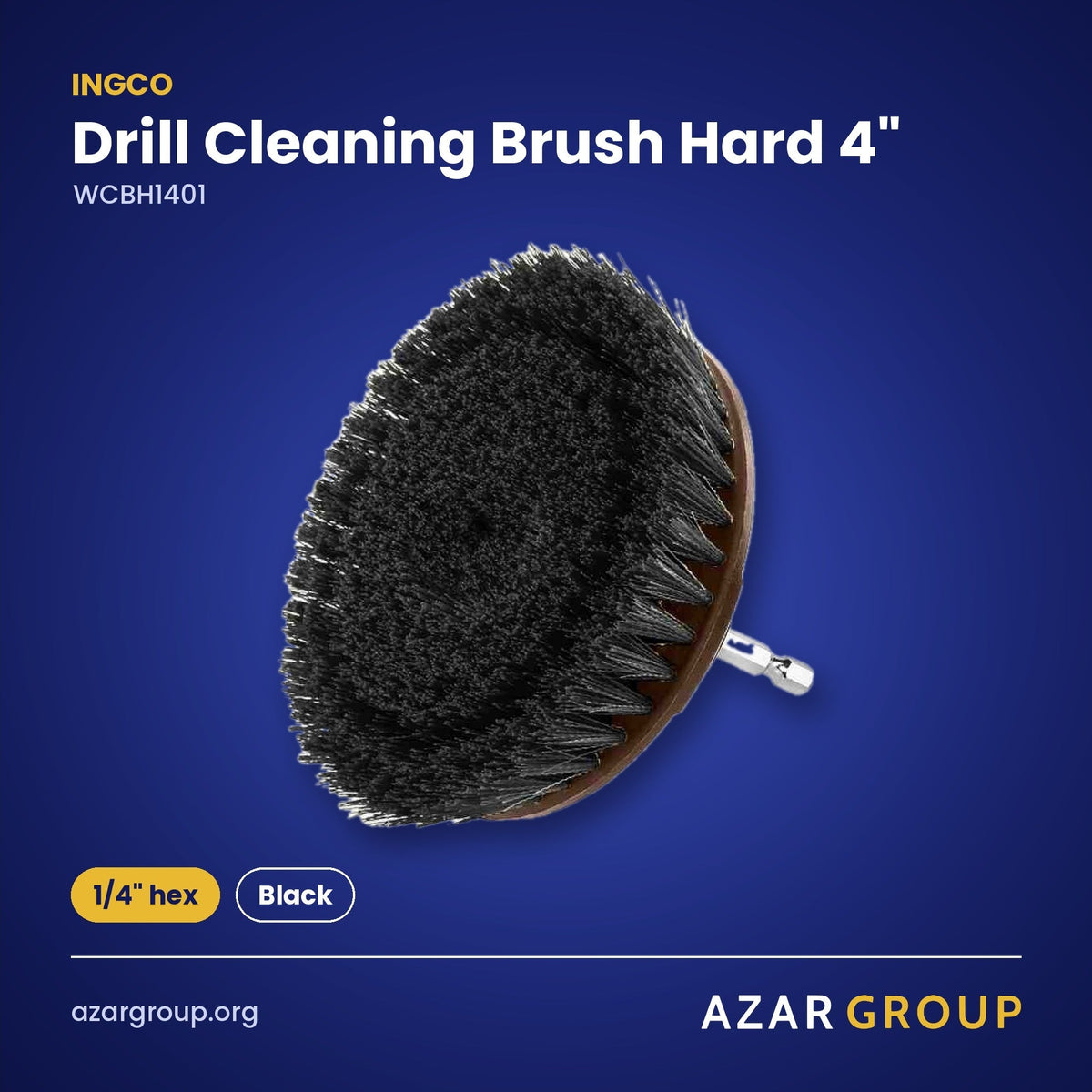 INGCO WCBH1401 Drill Cleaning Brush Hard 4" – 1/4" hex, Black