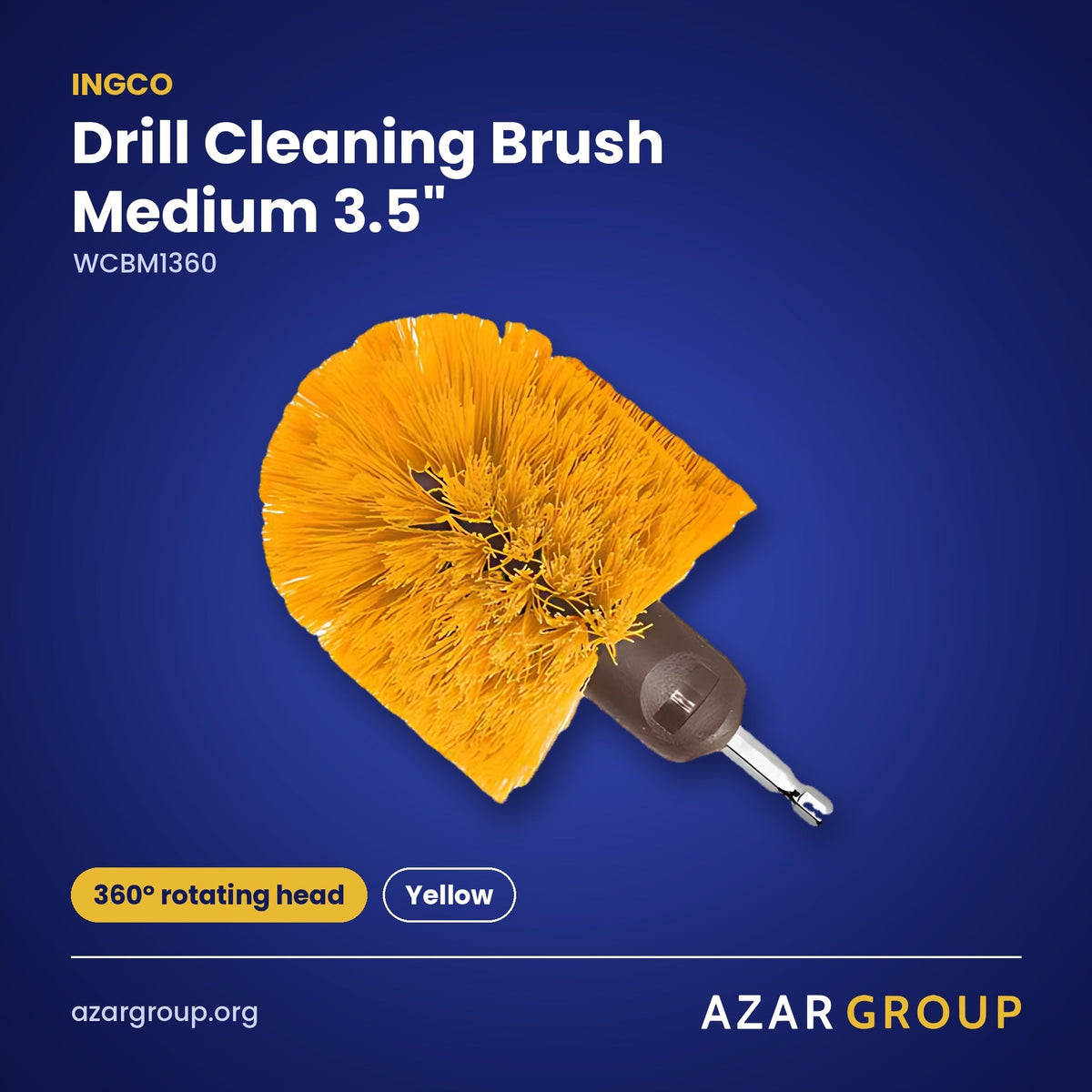 INGCO WCBM1360 Drill Cleaning Brush Medium 3.5" – 360° rotating head, Yellow