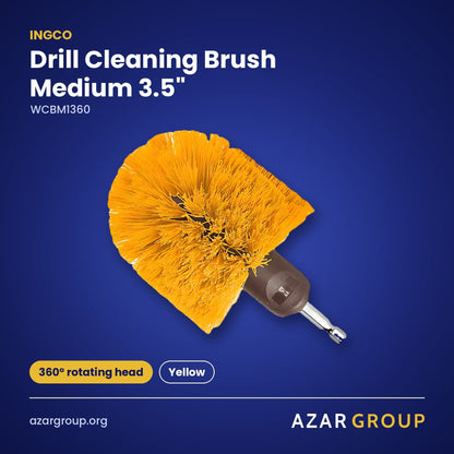 INGCO WCBM1360 Drill Cleaning Brush Medium 3.5" – 360° rotating head, Yellow
