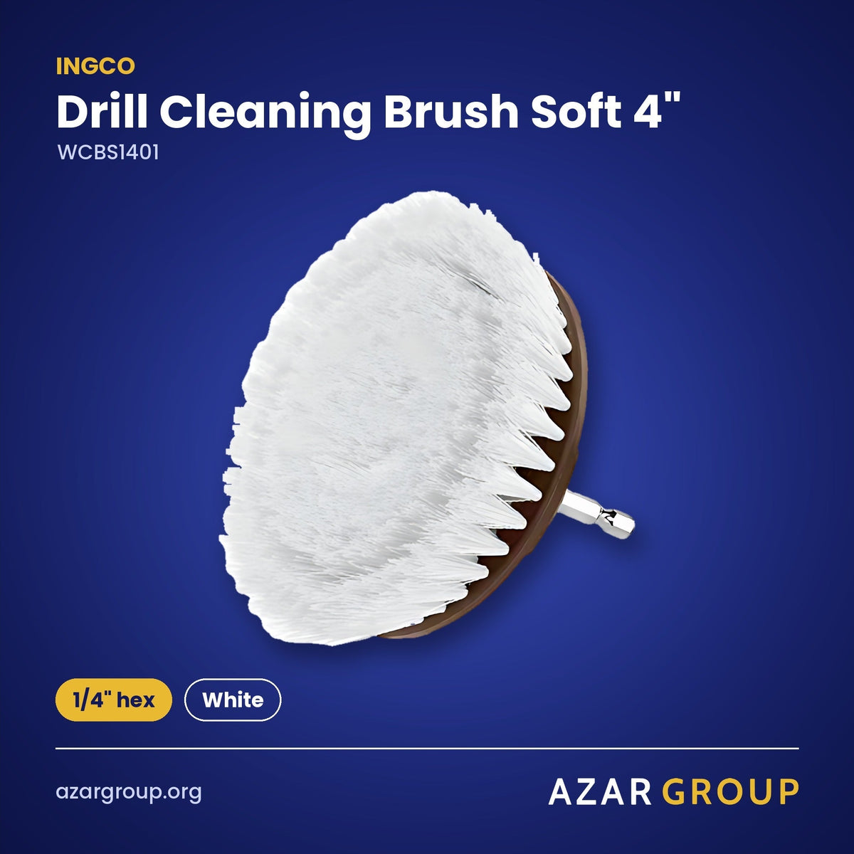 INGCO WCBS1401 Drill Cleaning Brush Soft 4" – 1/4" hex, White