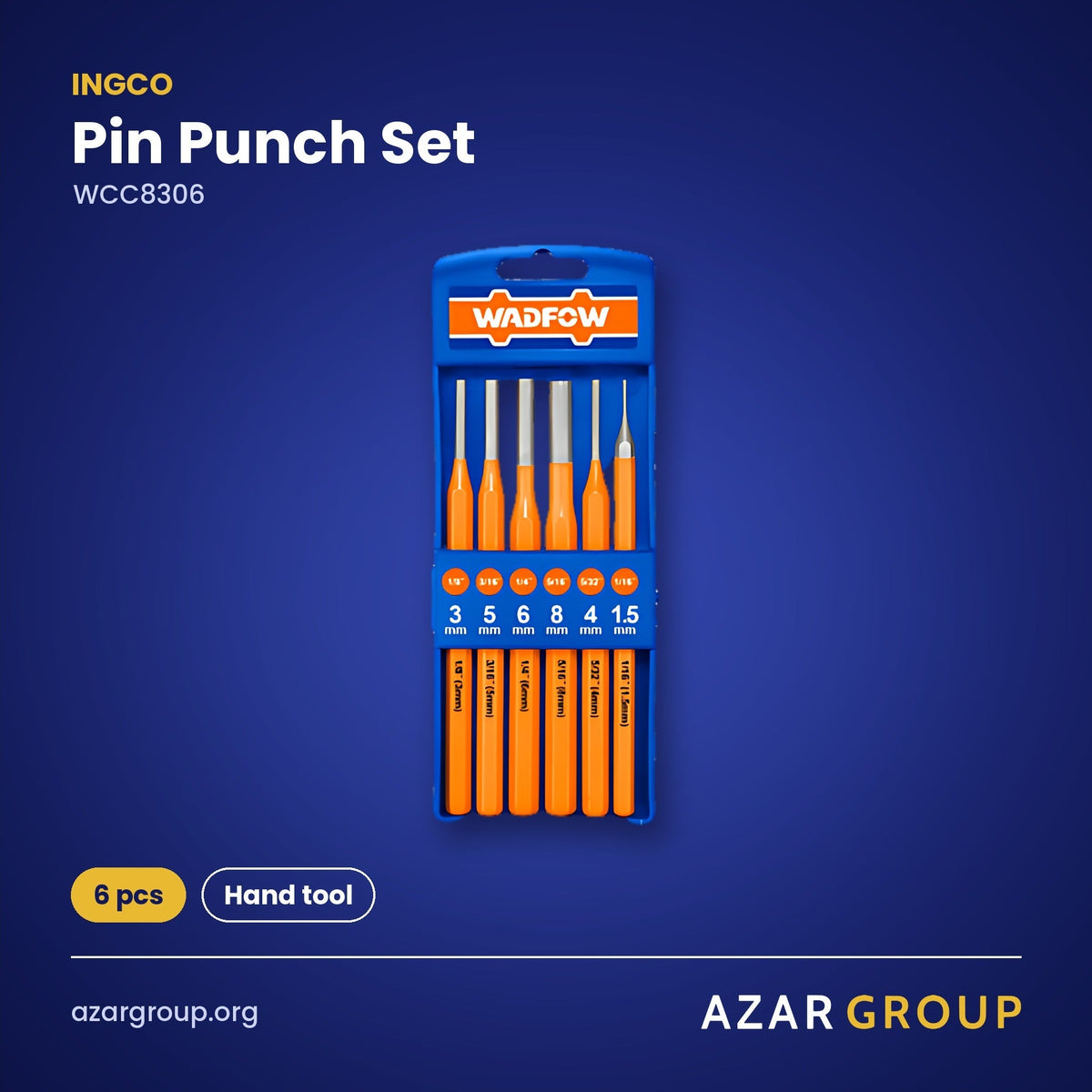 INGCO WCC8306 Pin Punch Set – 6 pcs, Hand tool