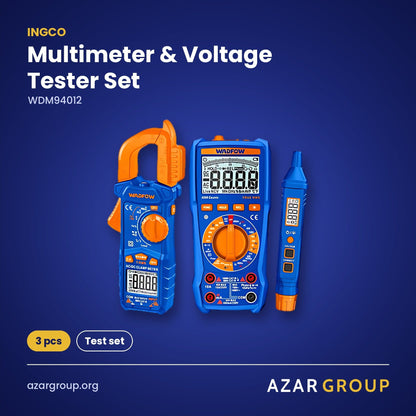 INGCO WDM94012 Multimeter & Voltage Tester Set – 3 pcs, Test set