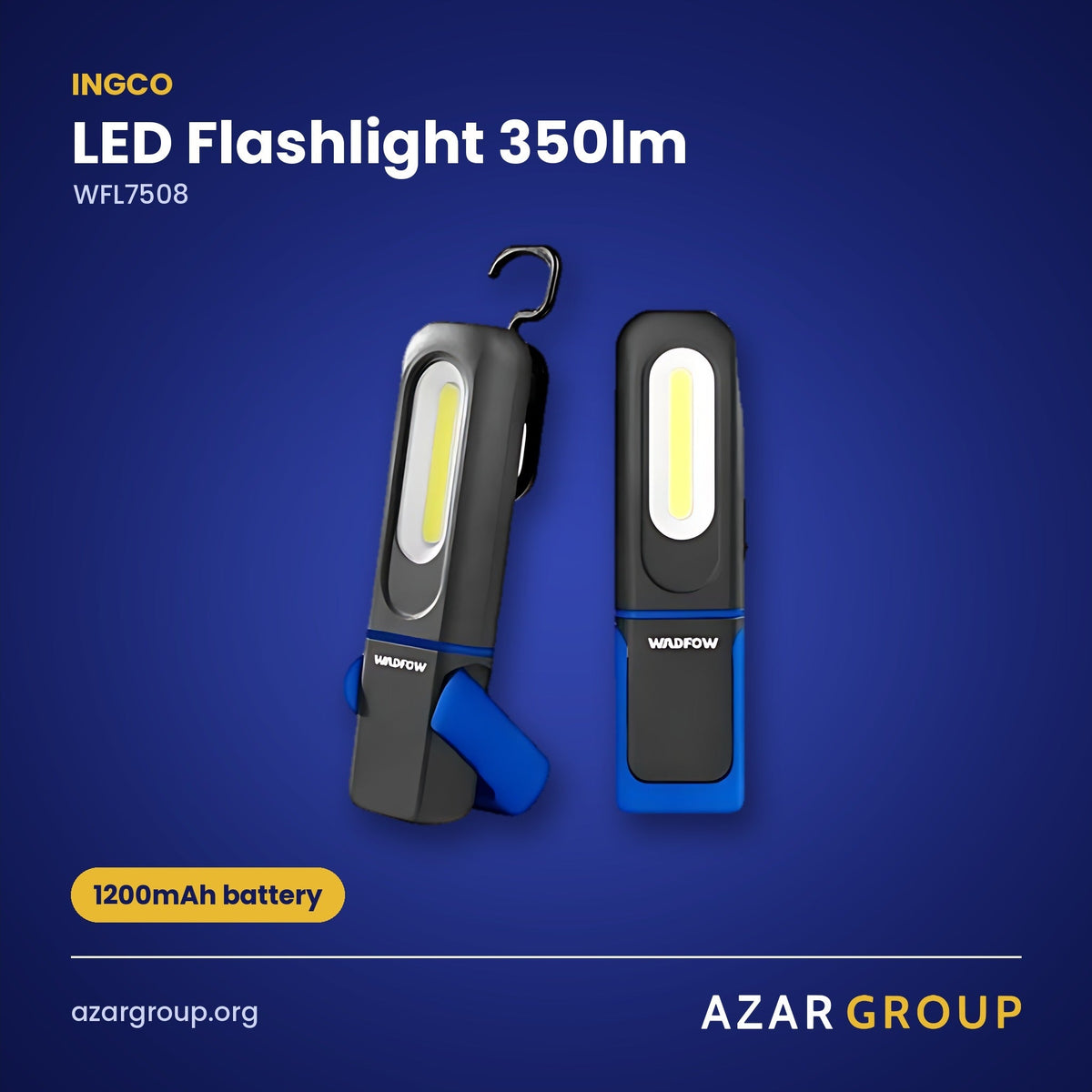 INGCO WFL7508 LED Flashlight 350lm – 1200mAh battery