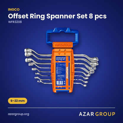 INGCO WFR3208 Offset Ring Spanner Set 8 pcs – 6–22 mm