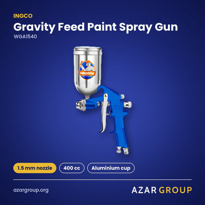 INGCO WGA1540 Gravity Feed Paint Spray Gun – 1.5 mm nozzle, 400 cc, Aluminium cup