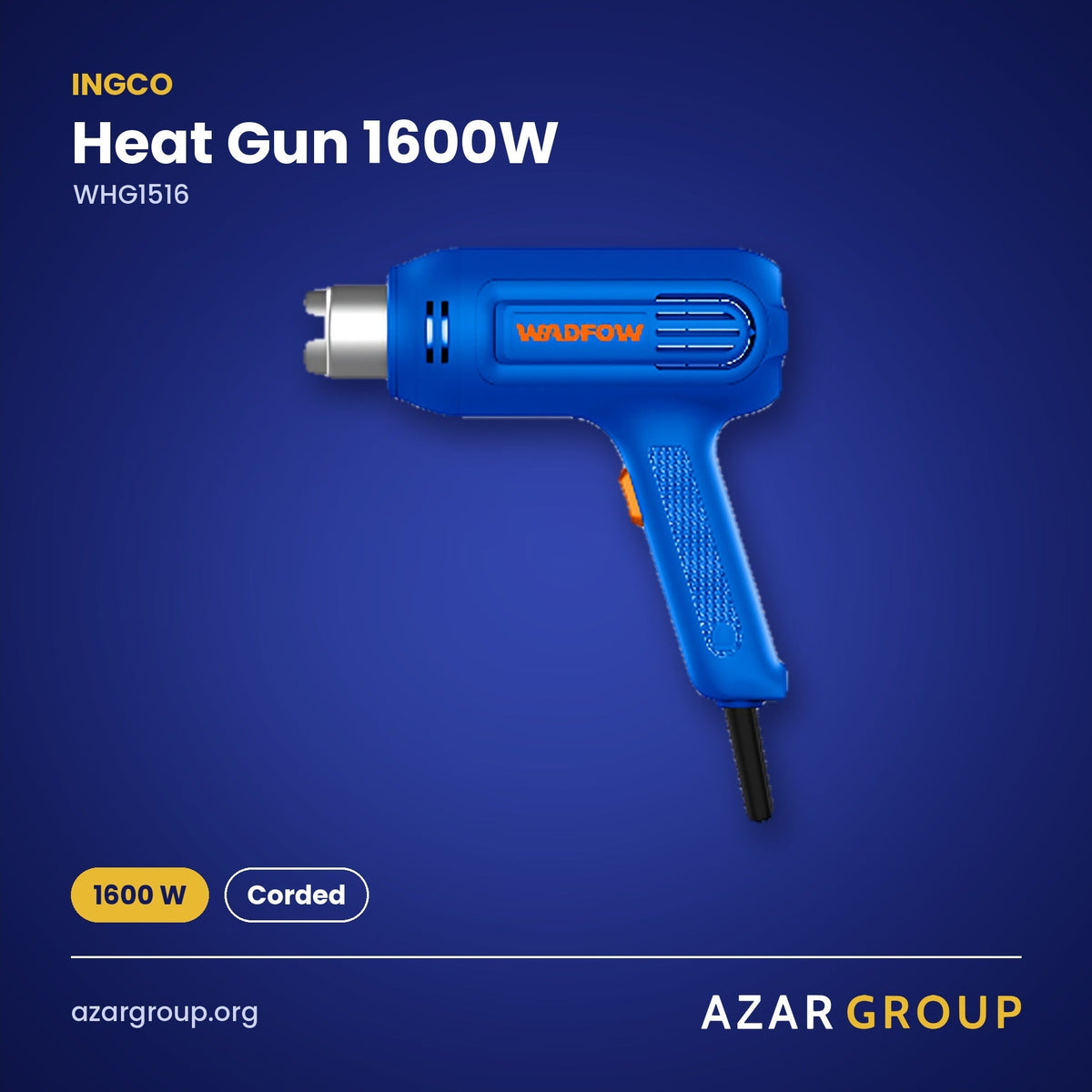 INGCO WHG1516 Heat Gun 1600W – 1600 W, Corded