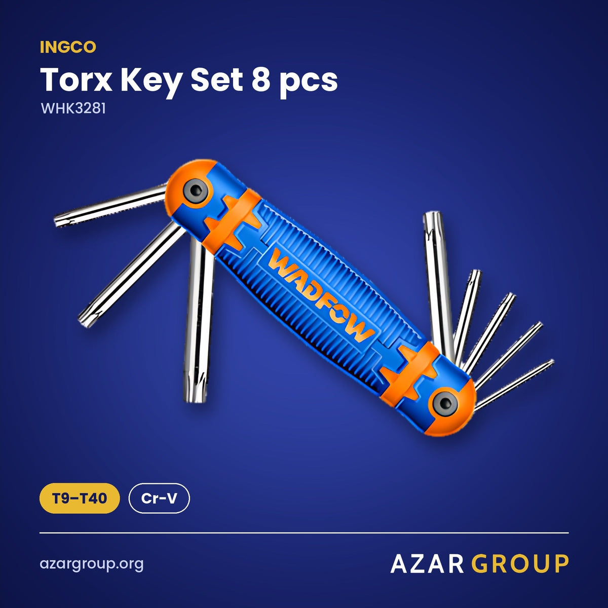 INGCO WHK3281 Torx Key Set 8 pcs – T9–T40, Cr-V