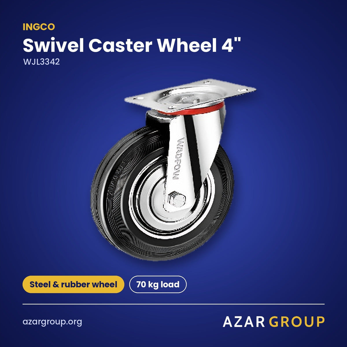 INGCO WJL3342 Swivel Caster Wheel 4" – Steel & rubber wheel, 70 kg load