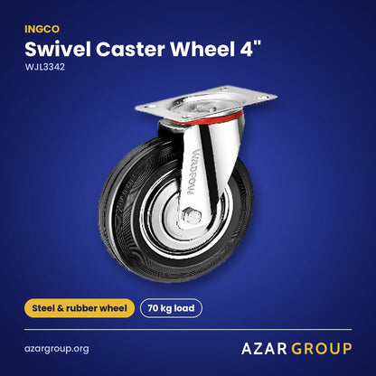 INGCO WJL3342 Swivel Caster Wheel 4" – Steel & rubber wheel, 70 kg load