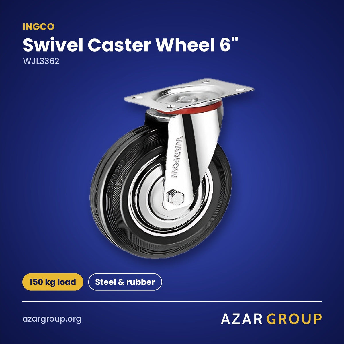INGCO WJL3362 Swivel Caster Wheel 6" – 150 kg load, Steel & rubber