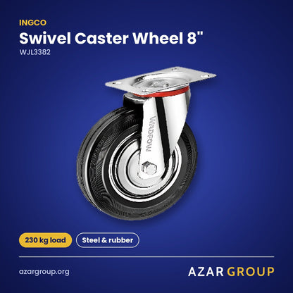 INGCO WJL3382 Swivel Caster Wheel 8" – 230 kg load, Steel & rubber